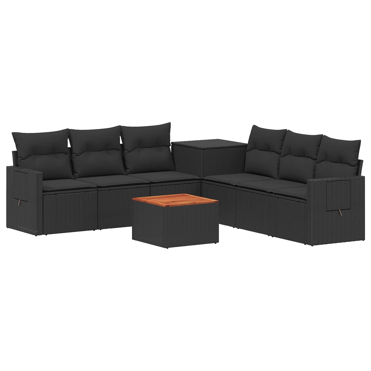 Sofa Set 8 stk. Schwarz Polyrattan und Stahl