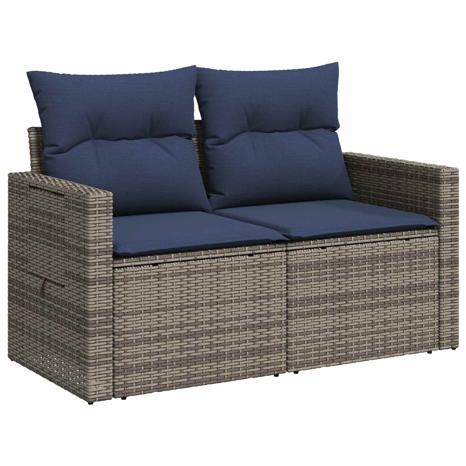 Sofa Set 8 stk. Grau und Marineblau Polyrattan und Stahl