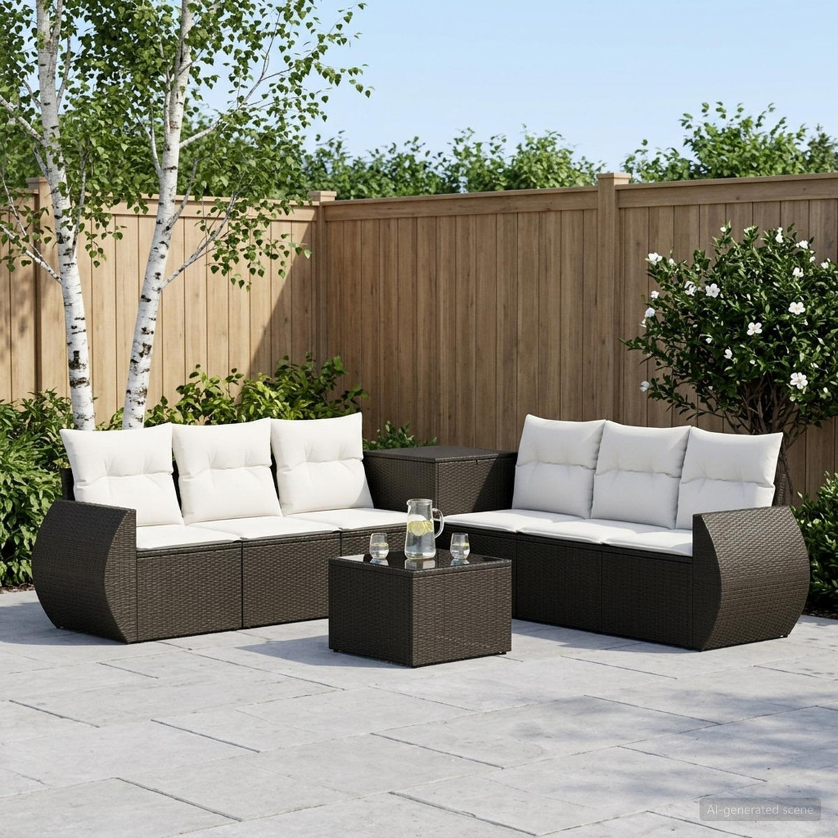 Sofa Set 8 stk. Schwarz und Cremeweiß 55 x 55 x 37 cm