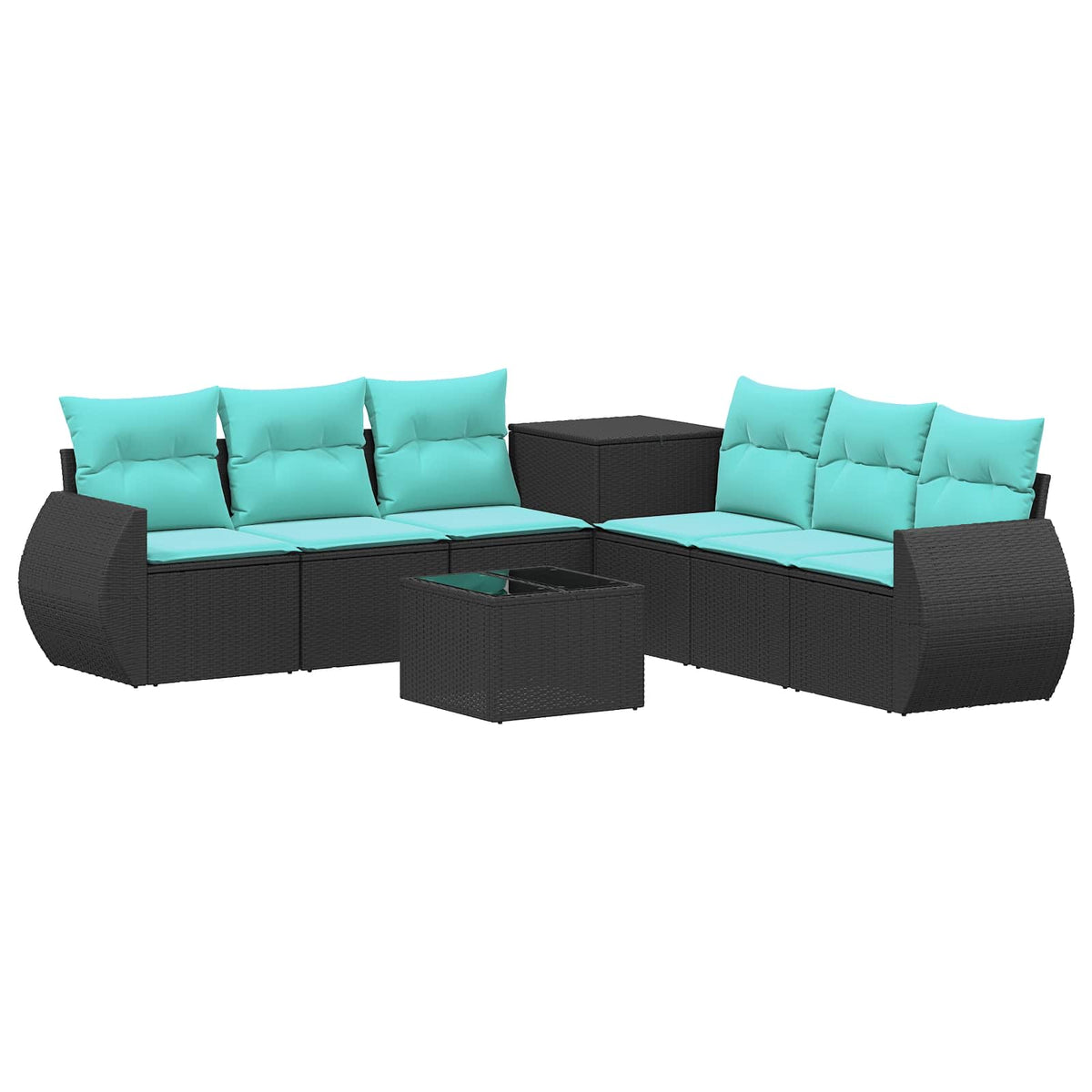 Sofa Set 8 stk. Schwarz und Blau 55 x 55 x 37 cm