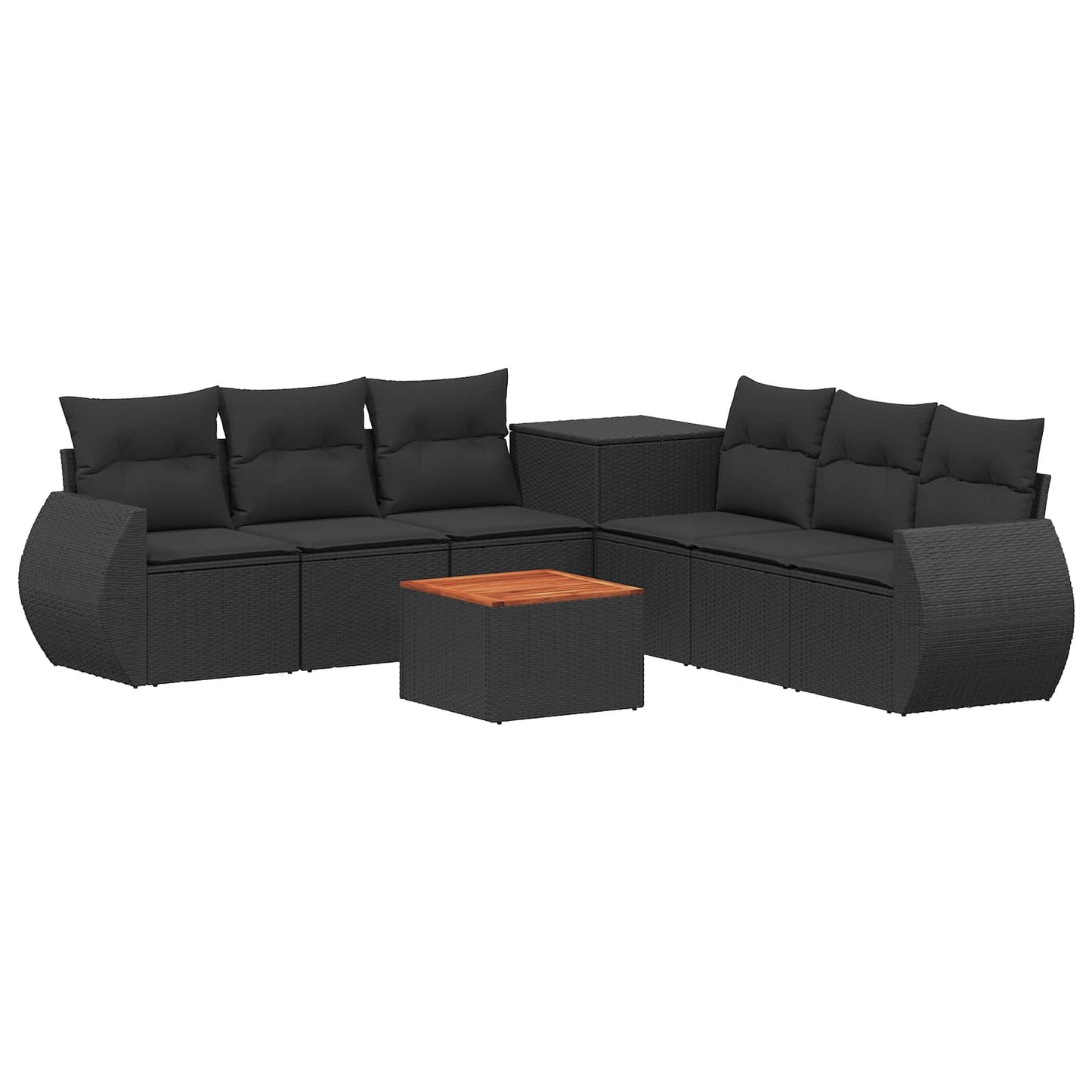 Sofa Set 8 stk. Schwarz Polyrattan und Stahl