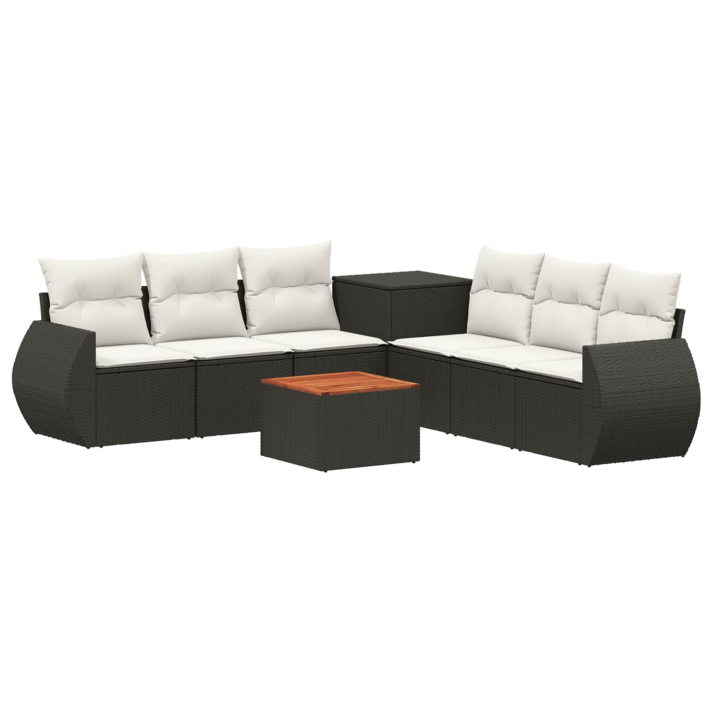 Sofa Set 8 stk. Schwarz und Cremeweiß Polyrattan und Stahl