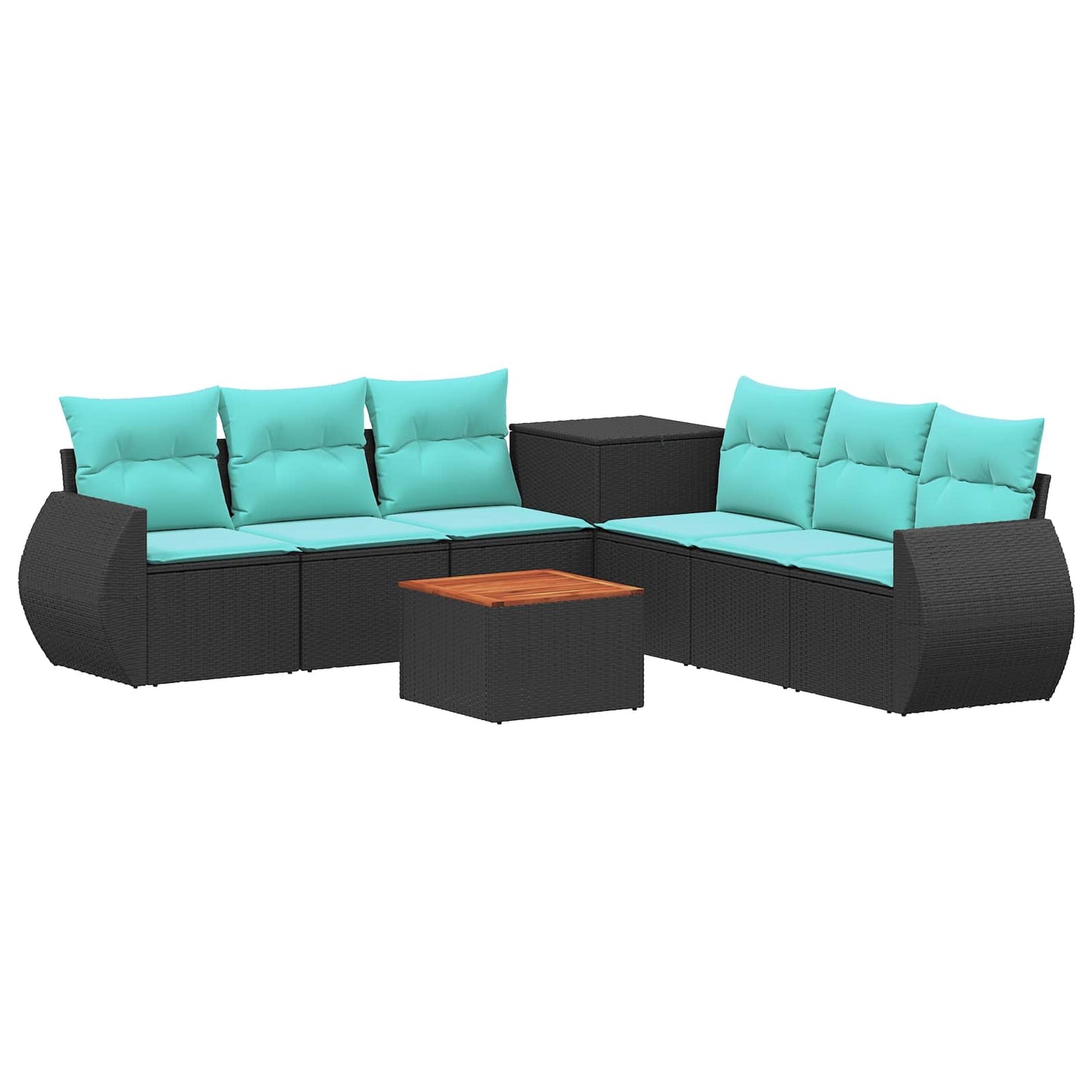 Sofa Set 8 stk. Schwarz und Blau Polyrattan und Stahl