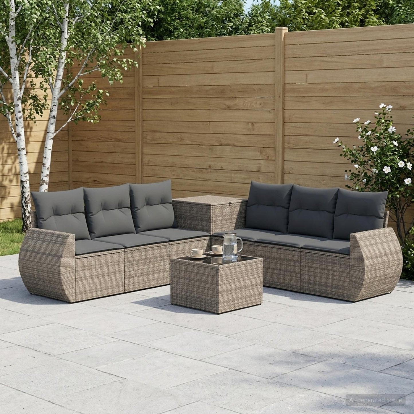 Sofa Set 8 stk. Grau und Dunkelgrau Polyrattan und Stahl