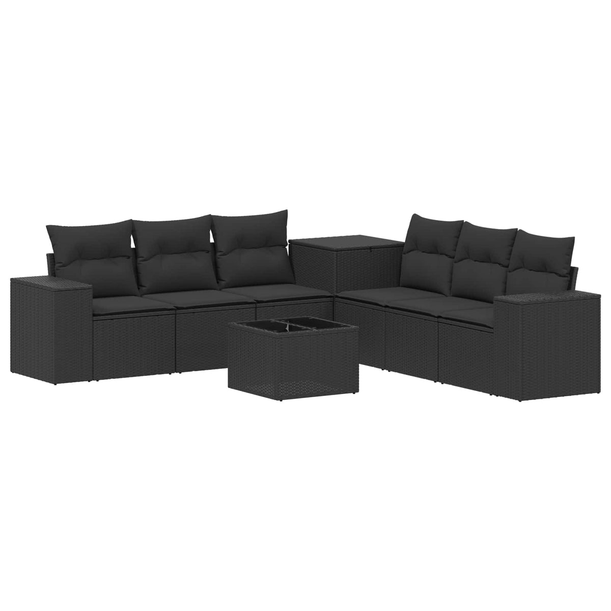 Sofa Set 8 stk. Schwarz 55 x 55 x 37 cm Polyrattan und Stahl