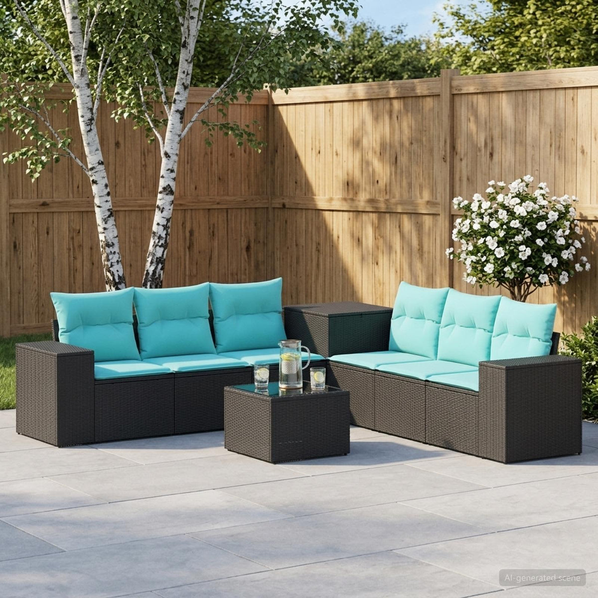 Sofa Set 8 stk. Schwarz und Blau 55 x 55 x 37 cm