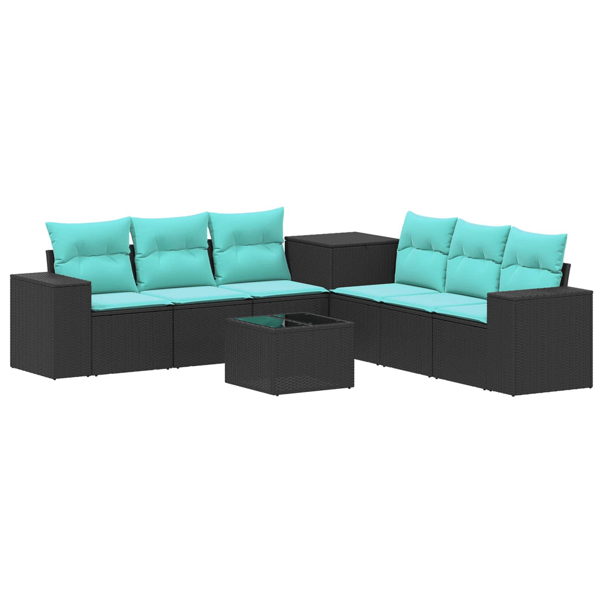 Sofa Set 8 stk. Schwarz und Blau 55 x 55 x 37 cm