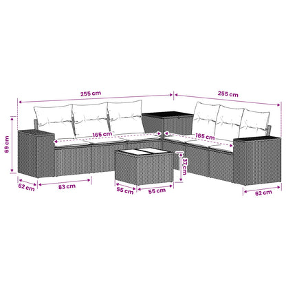 Sofa Set 8 stk. Schwarz und Blau 55 x 55 x 37 cm