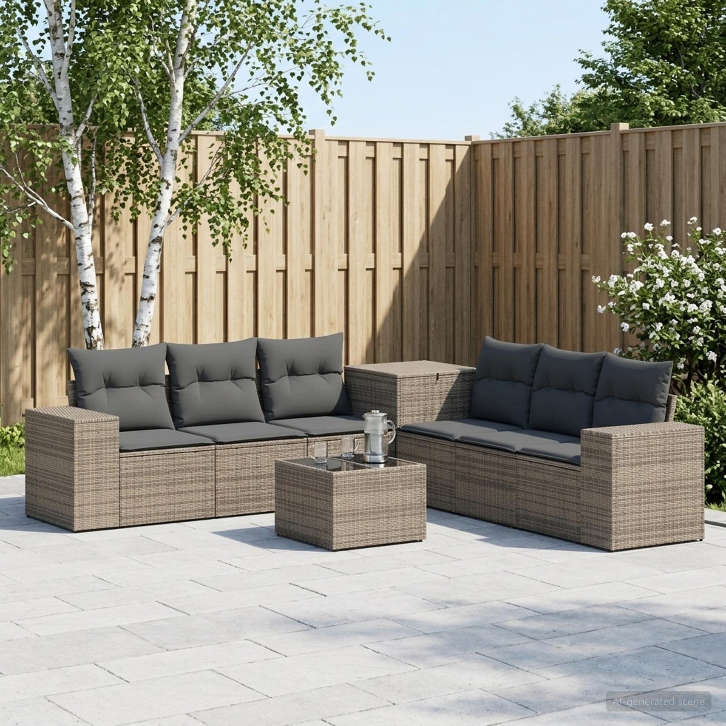 Sofa Set 8 stk. Grau und Dunkelgrau Polyrattan und Stahl