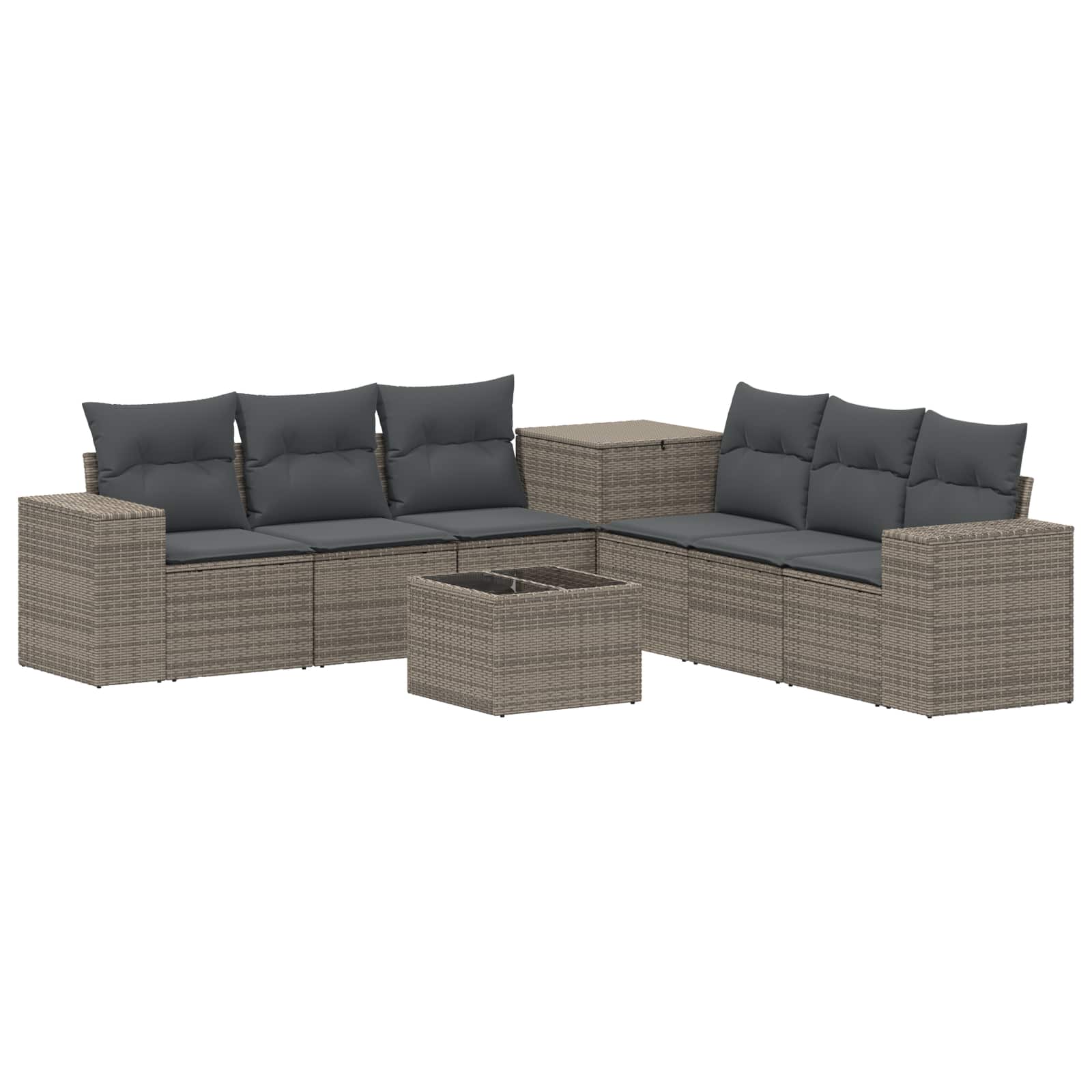 Sofa Set 8 stk. Grau und Dunkelgrau Polyrattan und Stahl