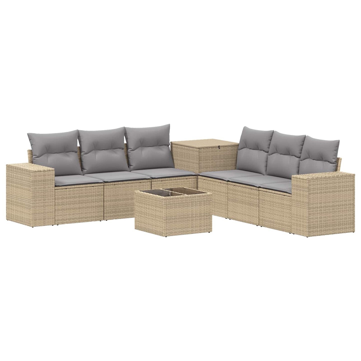 Sofa Set 8 stk. Beige und Hellgrau Polyrattan und Stahl