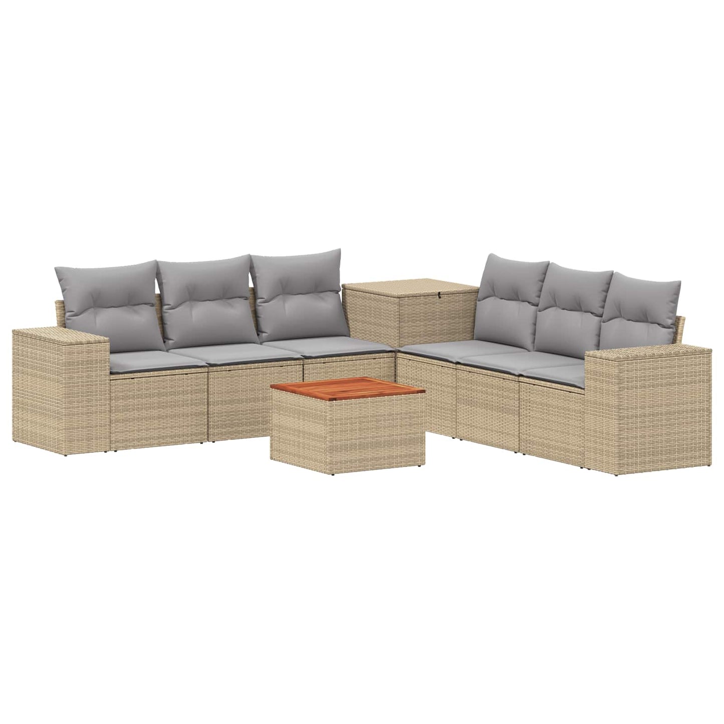 Sofa Set 8 stk. Beige und Hellgrau Polyrattan und Stahl