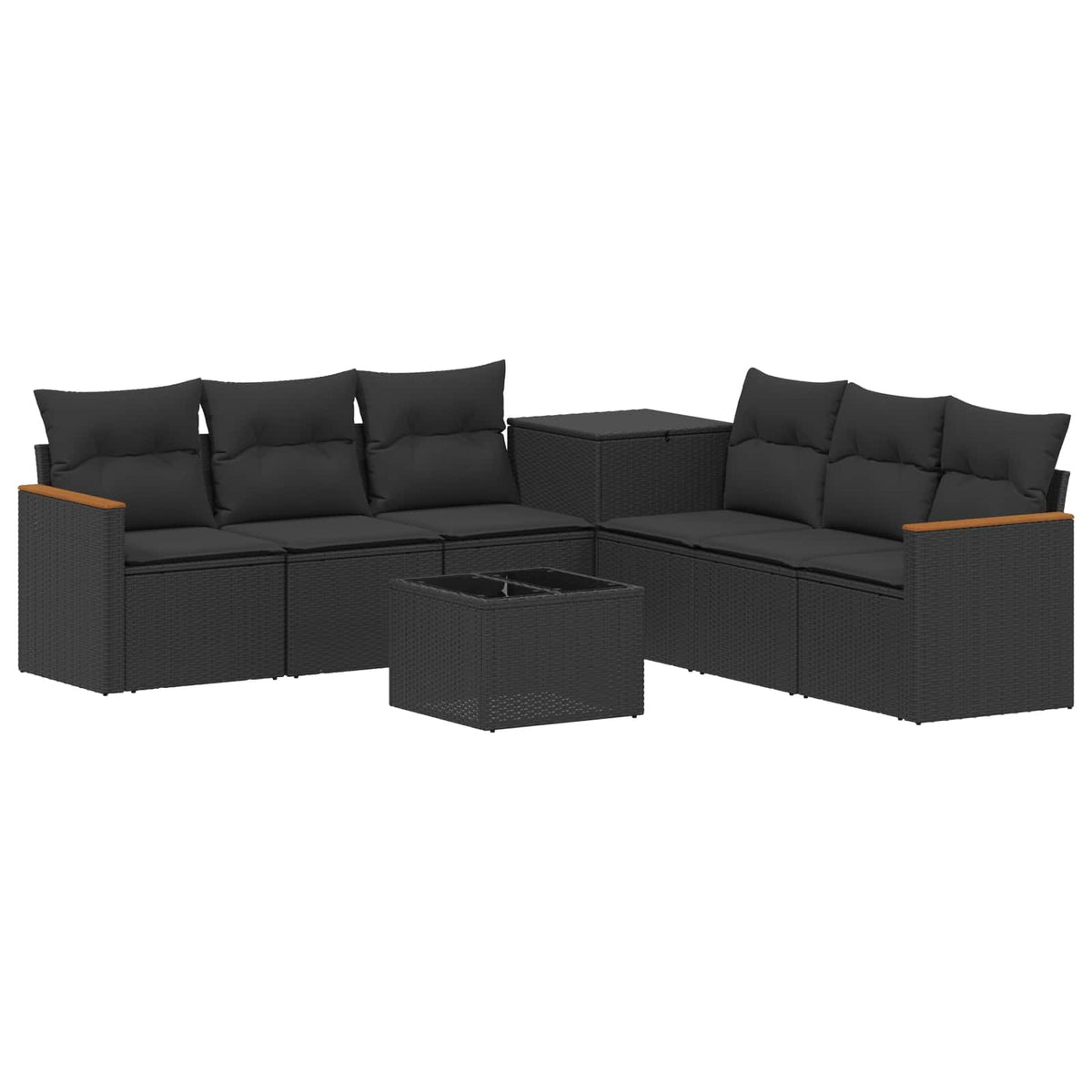 Sofa Set 8 stk. Schwarz 55 x 55 x 37 cm Polyrattan und Stahl