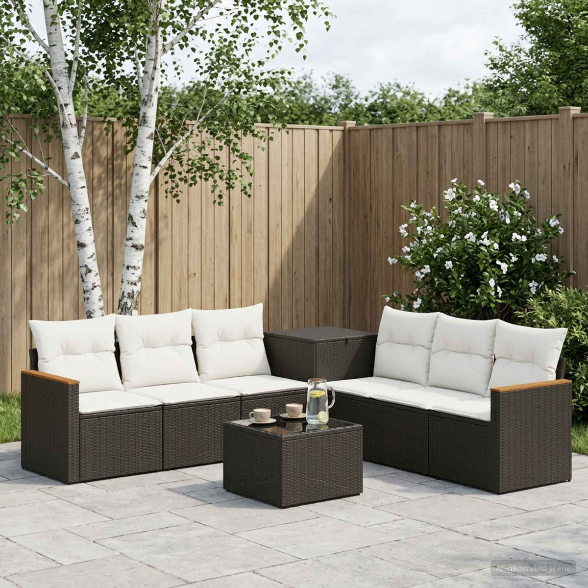 Sofa Set 8 stk. Schwarz und Cremeweiß 55 x 55 x 37 cm