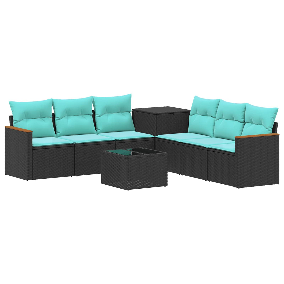 Sofa Set 8 stk. Schwarz und Blau 55 x 55 x 37 cm