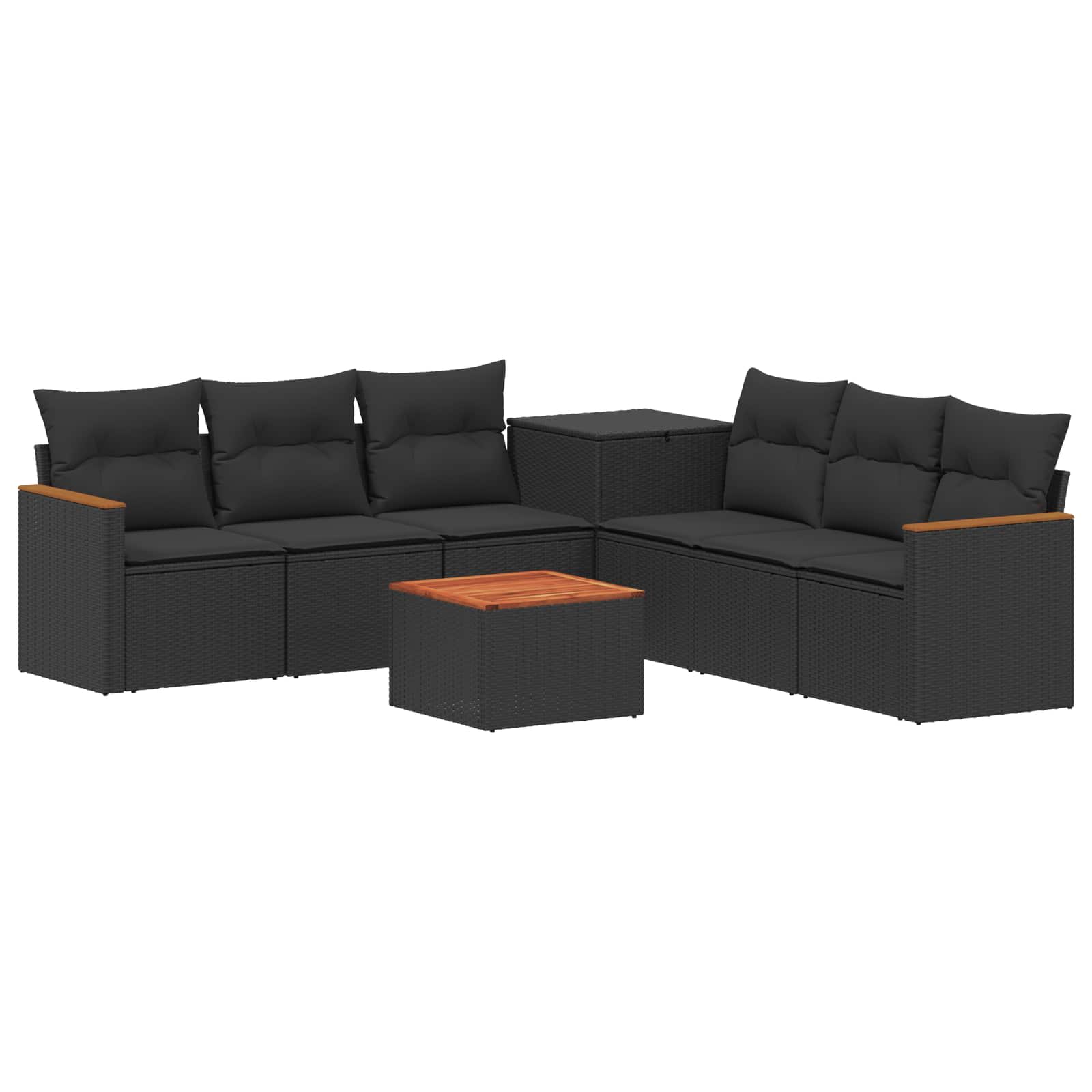 Sofa Set 8 stk. Schwarz Polyrattan und Stahl
