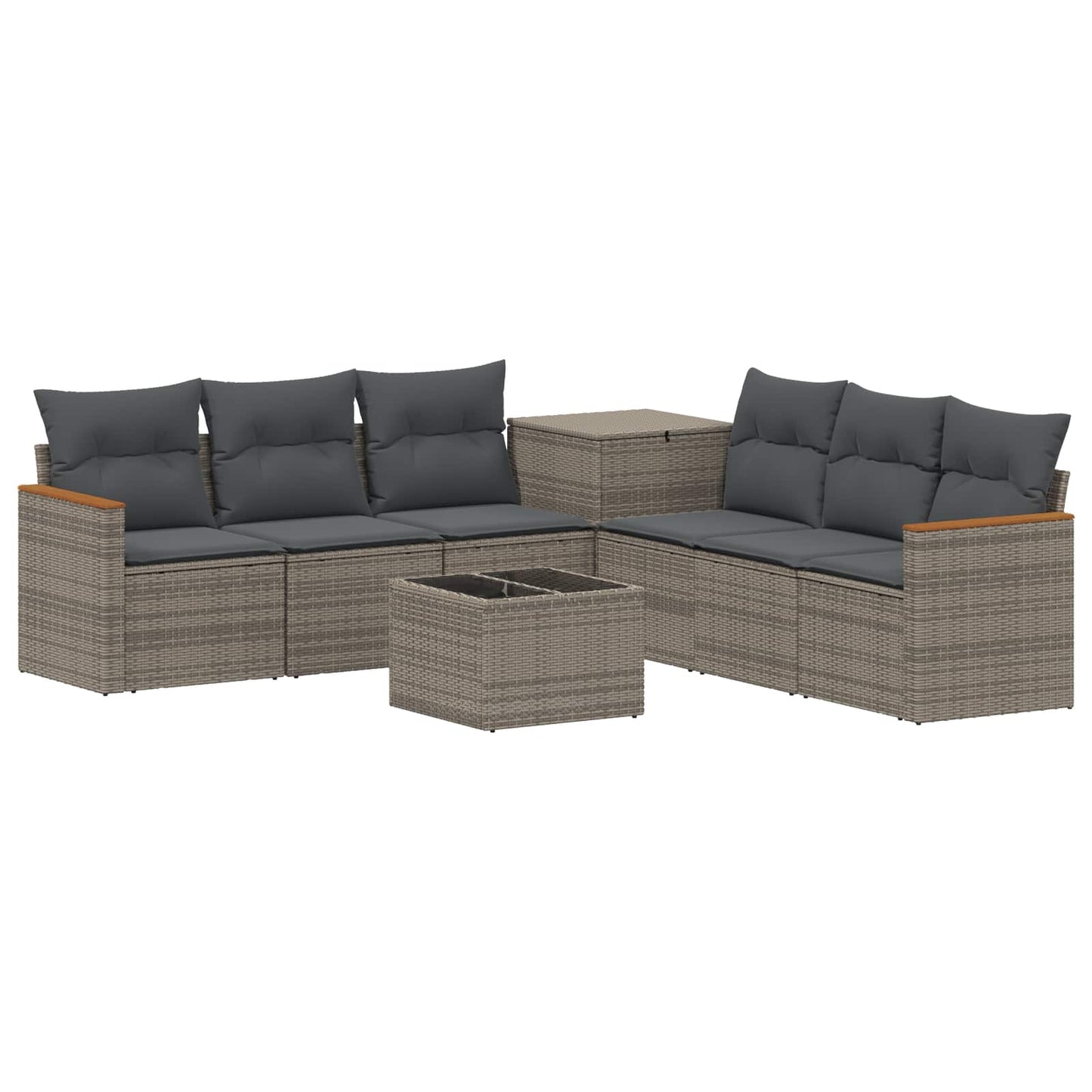 Sofa Set 8 stk. Grau und Dunkelgrau Polyrattan und Stahl