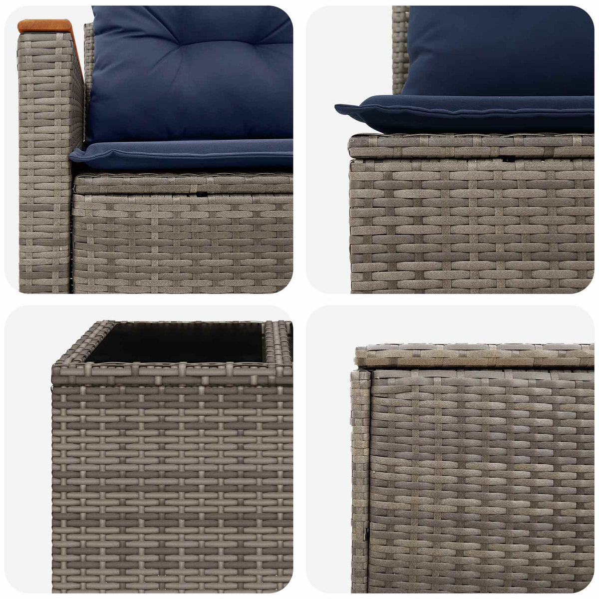 Sofa Set 8 stk. Grau und Marineblau 55 x 55 x 37 cm