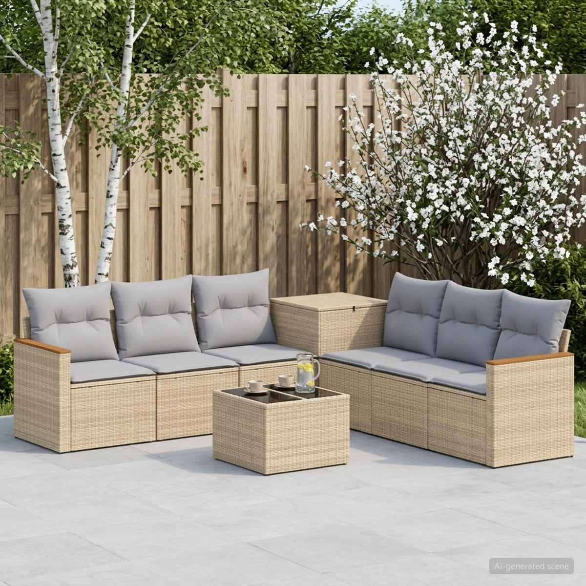 Sofa Set 8 stk. Beige und Hellgrau 55 x 55 x 37 cm