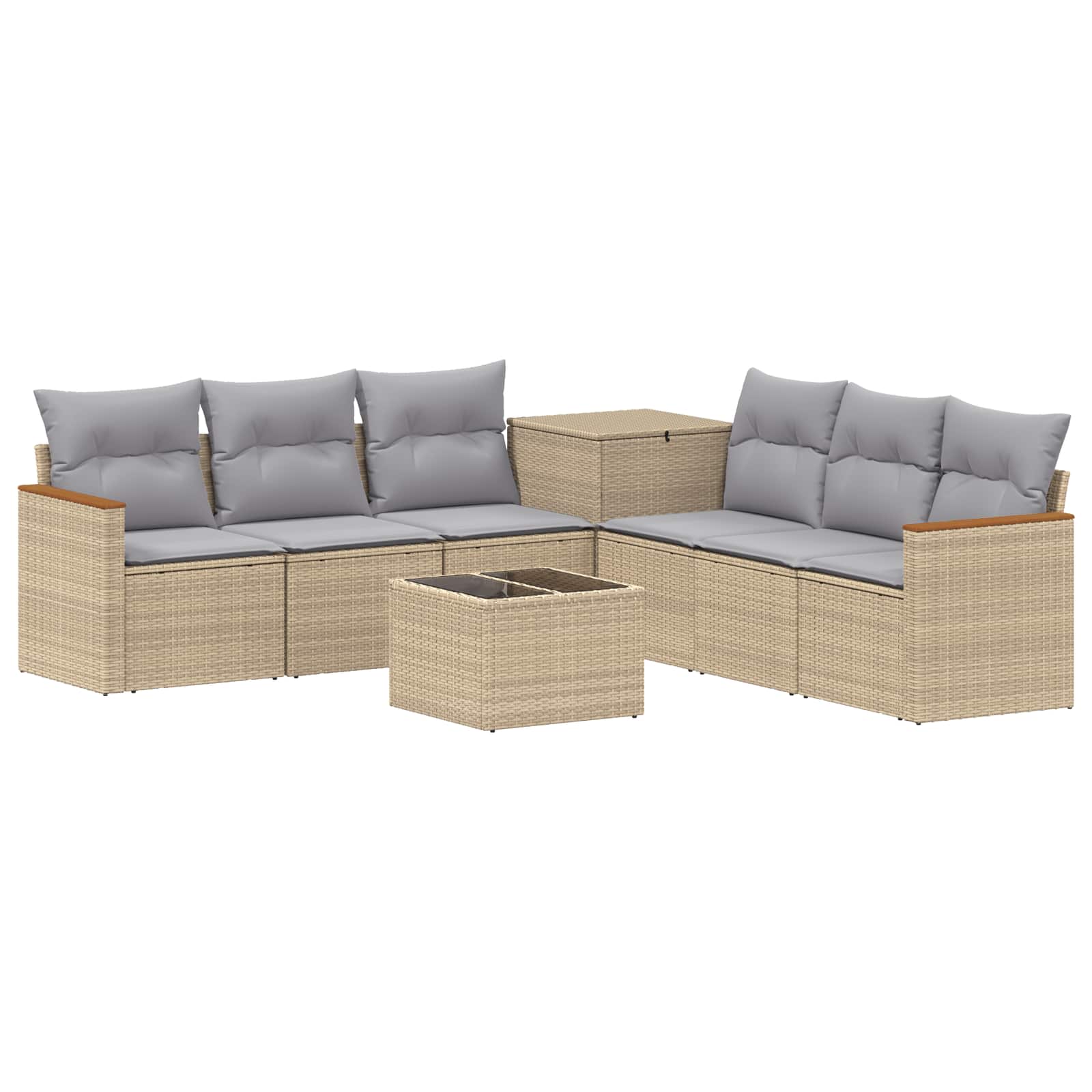 Sofa Set 8 stk. Beige und Hellgrau Polyrattan und Stahl