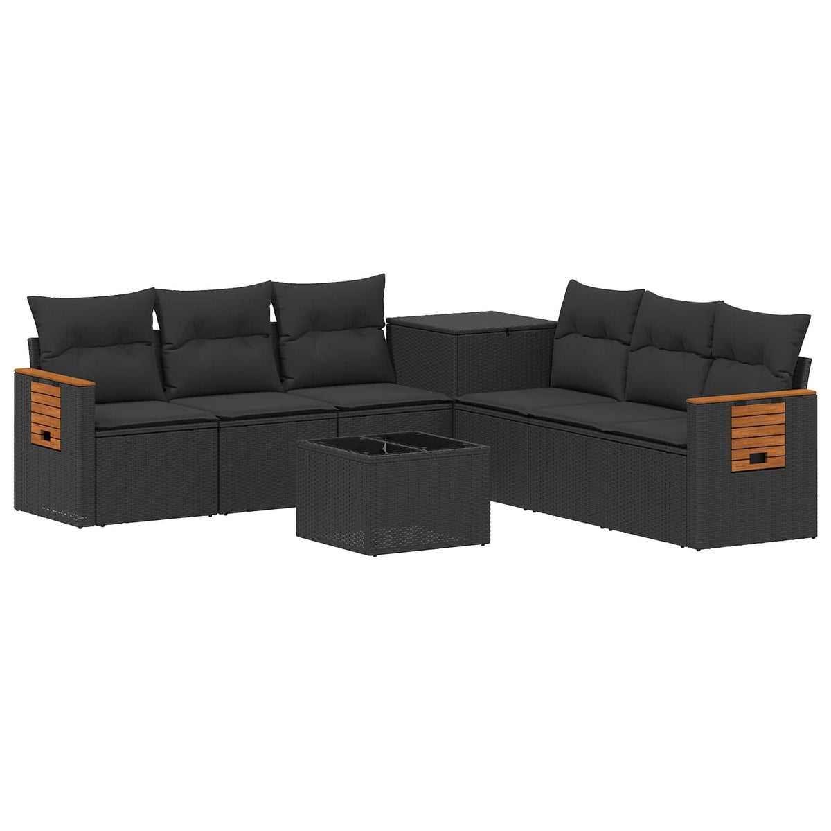 Sofa Set 8 stk. Schwarz 55 x 55 x 37 cm Polyrattan und Stahl