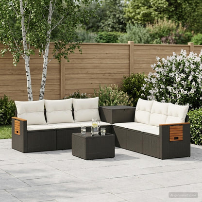 Sofa Set 8 stk. Schwarz und Cremeweiß 55 x 55 x 37 cm