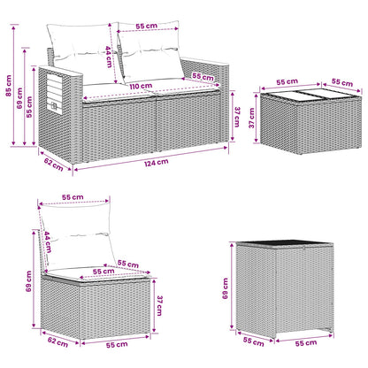 Sofa Set 8 stk. Schwarz und Cremeweiß 55 x 55 x 37 cm