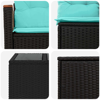 Sofa Set 8 stk. Schwarz und Blau 55 x 55 x 37 cm
