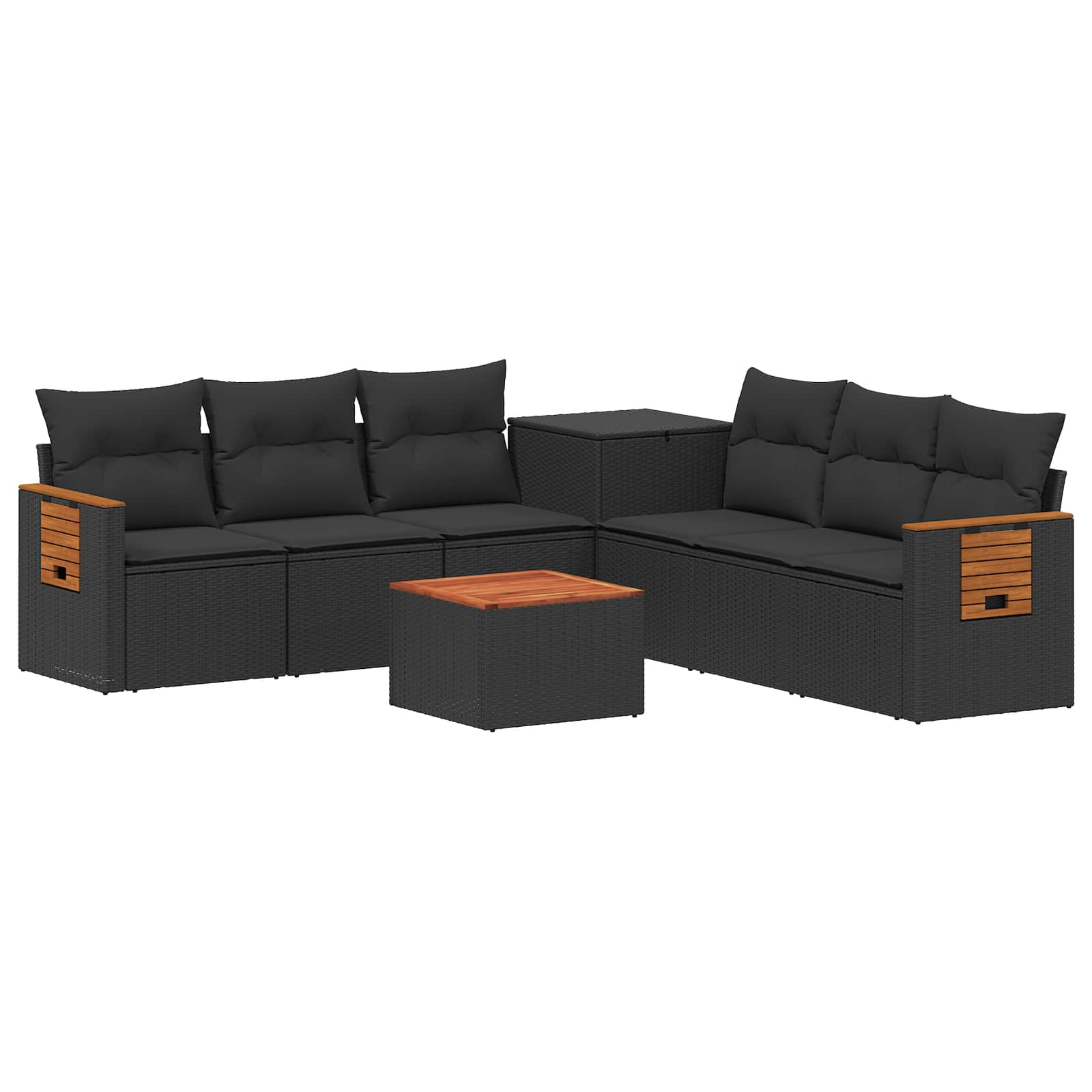 Sofa Set 8 stk. Schwarz Polyrattan und Stahl