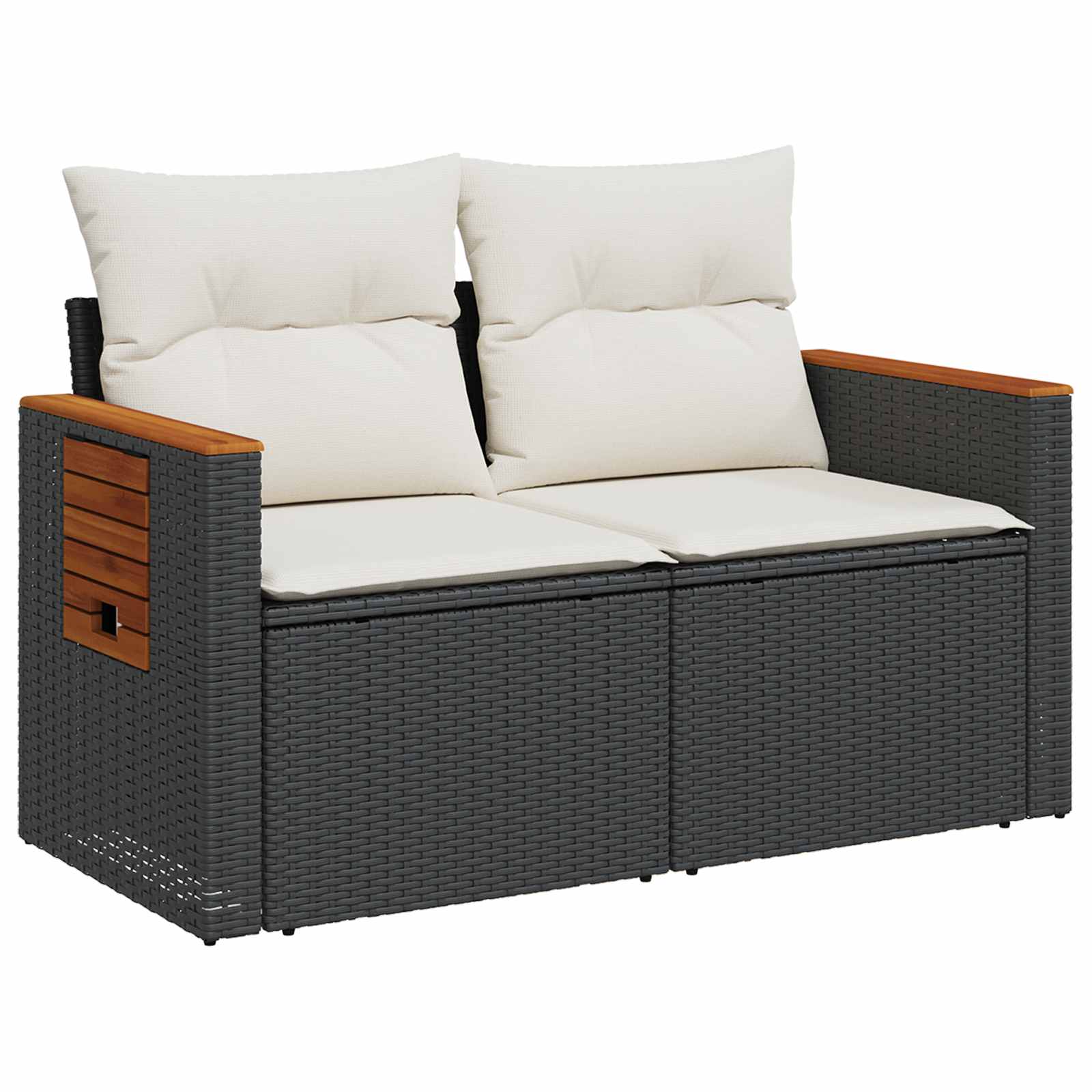 Sofa Set 8 stk. Schwarz und Cremeweiß Polyrattan und Stahl