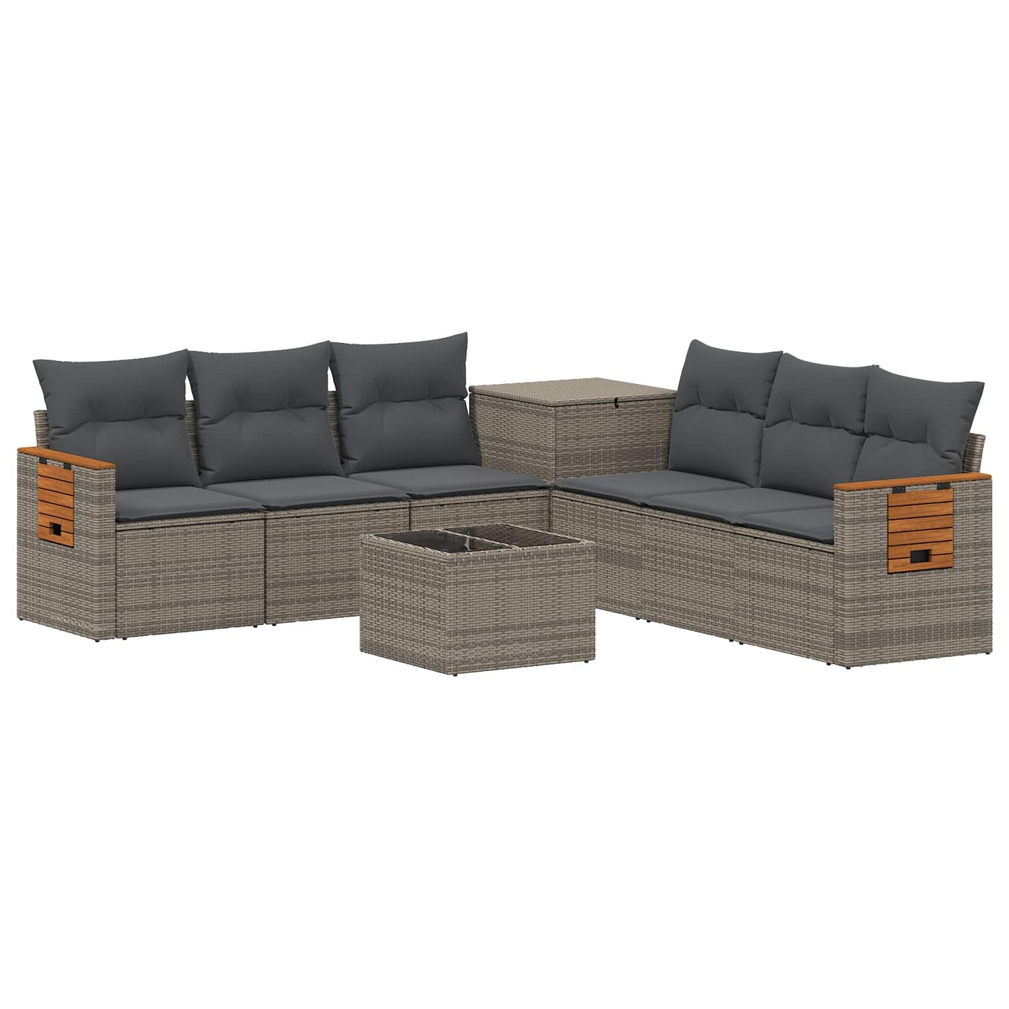 Sofa Set 8 stk. Grau und Dunkelgrau Polyrattan und Stahl