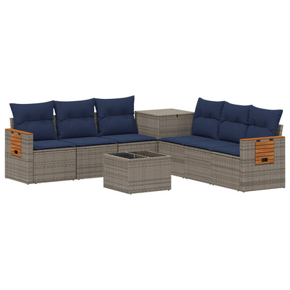 Sofa Set 8 stk. Grau und Marineblau 55 x 55 x 37 cm