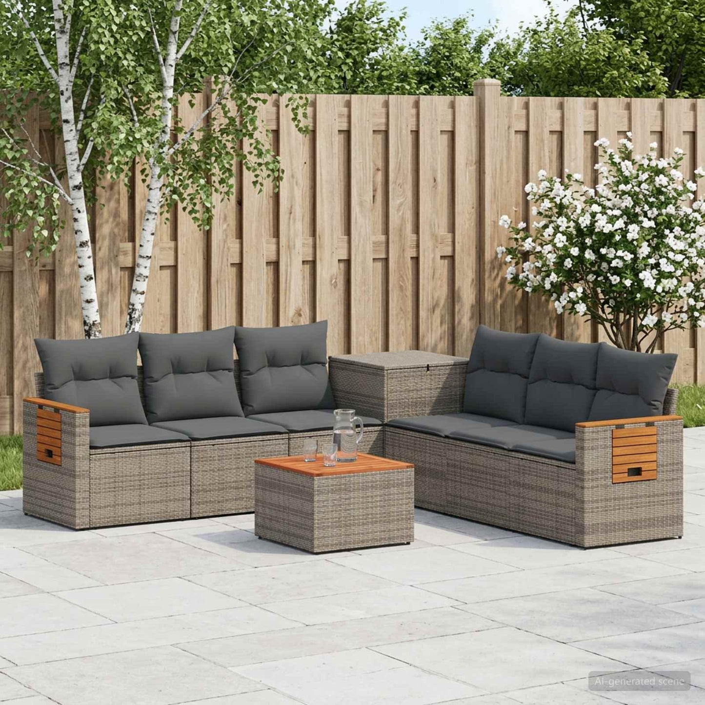 Sofa Set 8 stk. Grau und Dunkelgrau Polyrattan und Stahl
