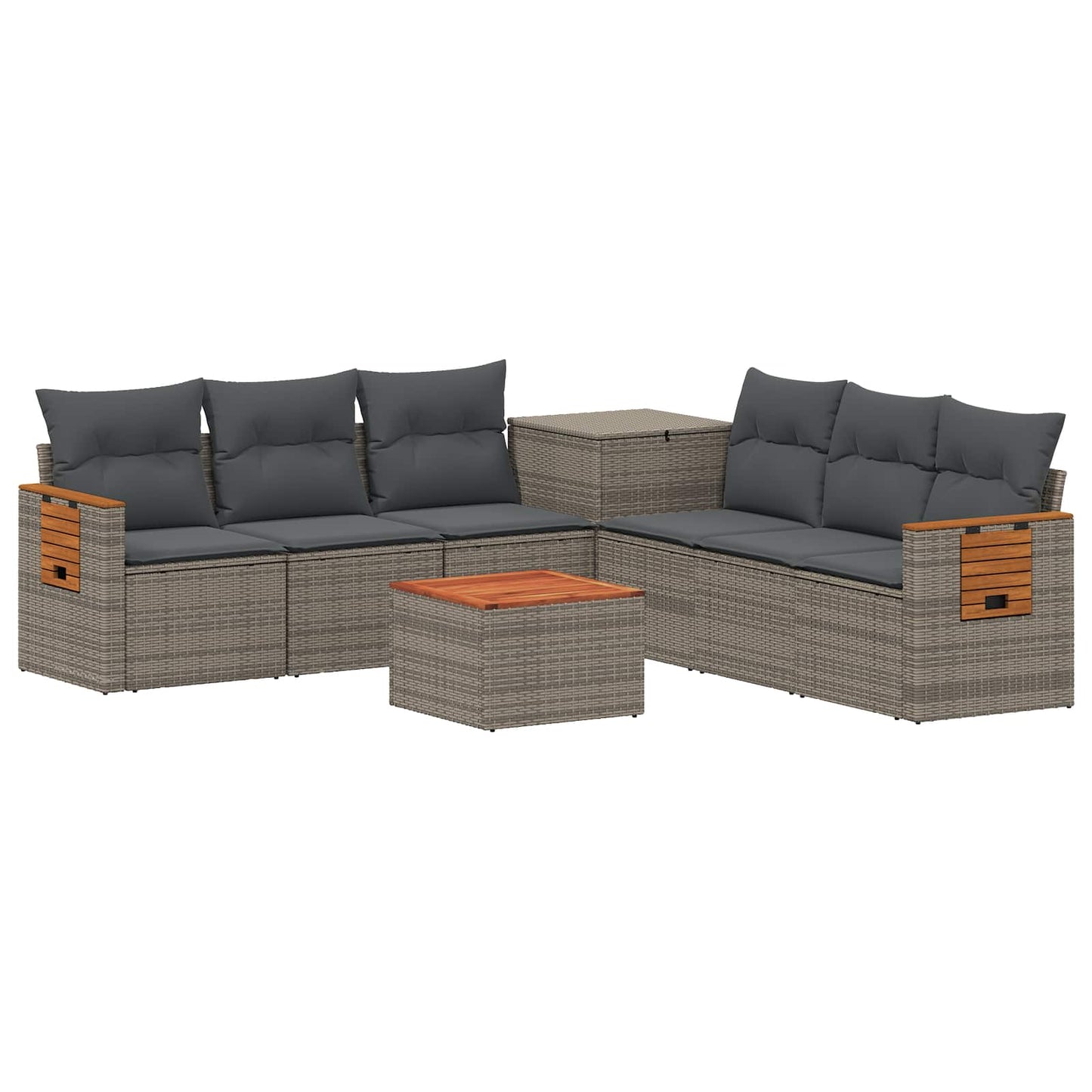 Sofa Set 8 stk. Grau und Dunkelgrau Polyrattan und Stahl