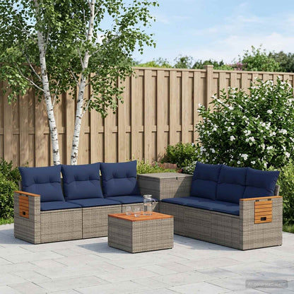 Sofa Set 8 stk. Grau und Marineblau 55 x 55 x 37 cm