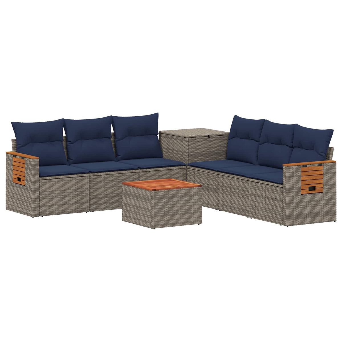 Sofa Set 8 stk. Grau und Marineblau 55 x 55 x 37 cm