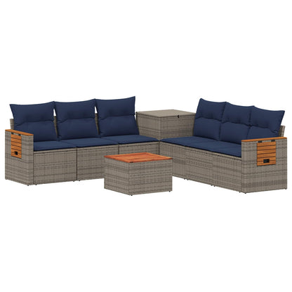 Sofa Set 8 stk. Grau und Marineblau 55 x 55 x 37 cm