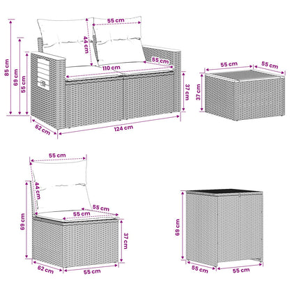 Sofa Set 8 stk. Grau und Marineblau 55 x 55 x 37 cm