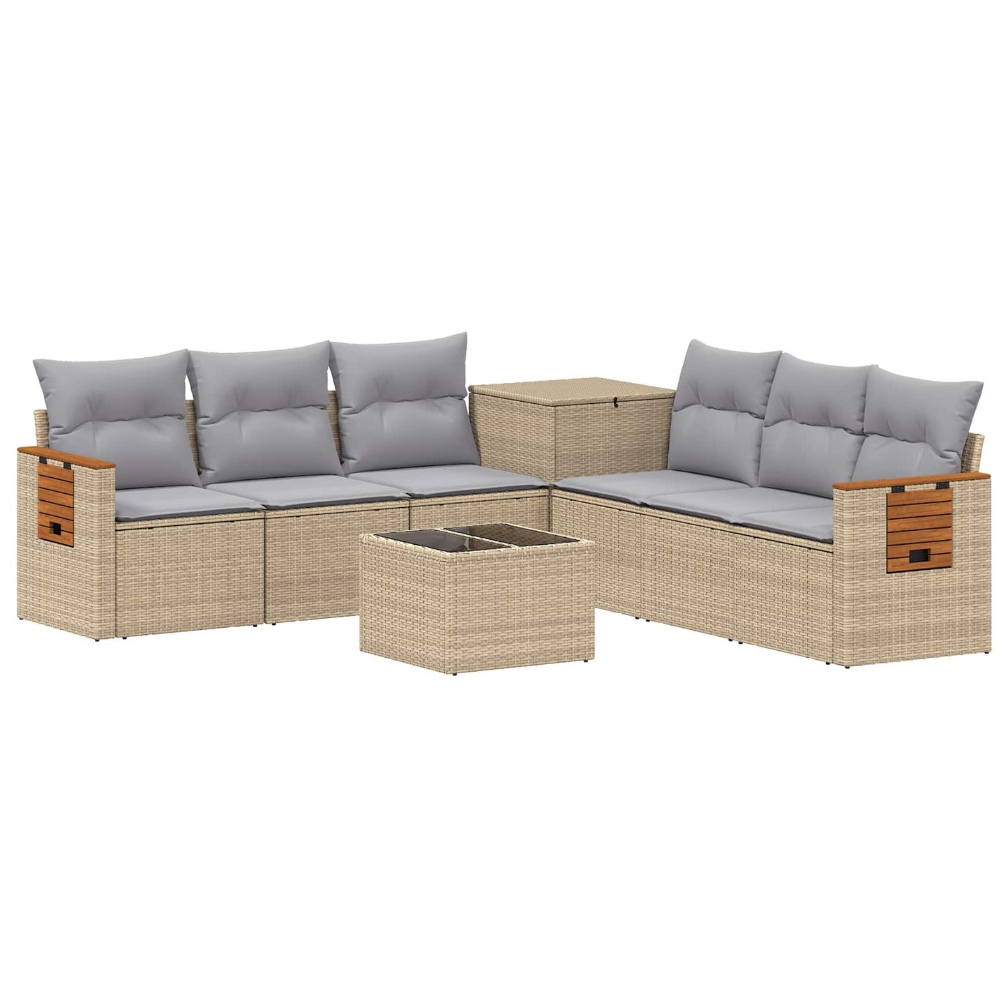Sofa Set 8 stk. Beige und Hellgrau Polyrattan und Stahl