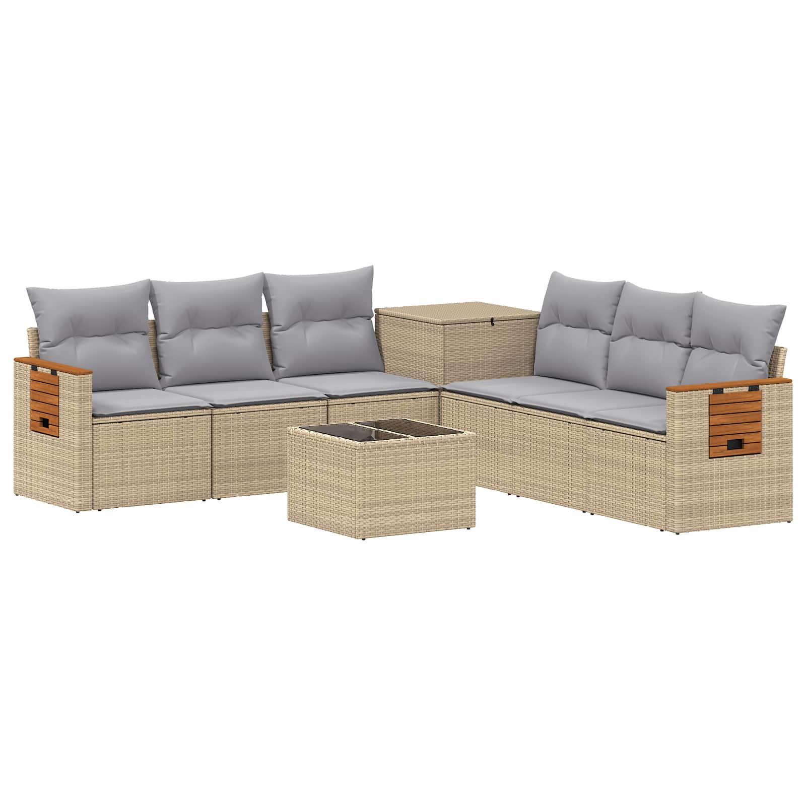 Sofa Set 8 stk. Beige und Hellgrau Polyrattan und Stahl