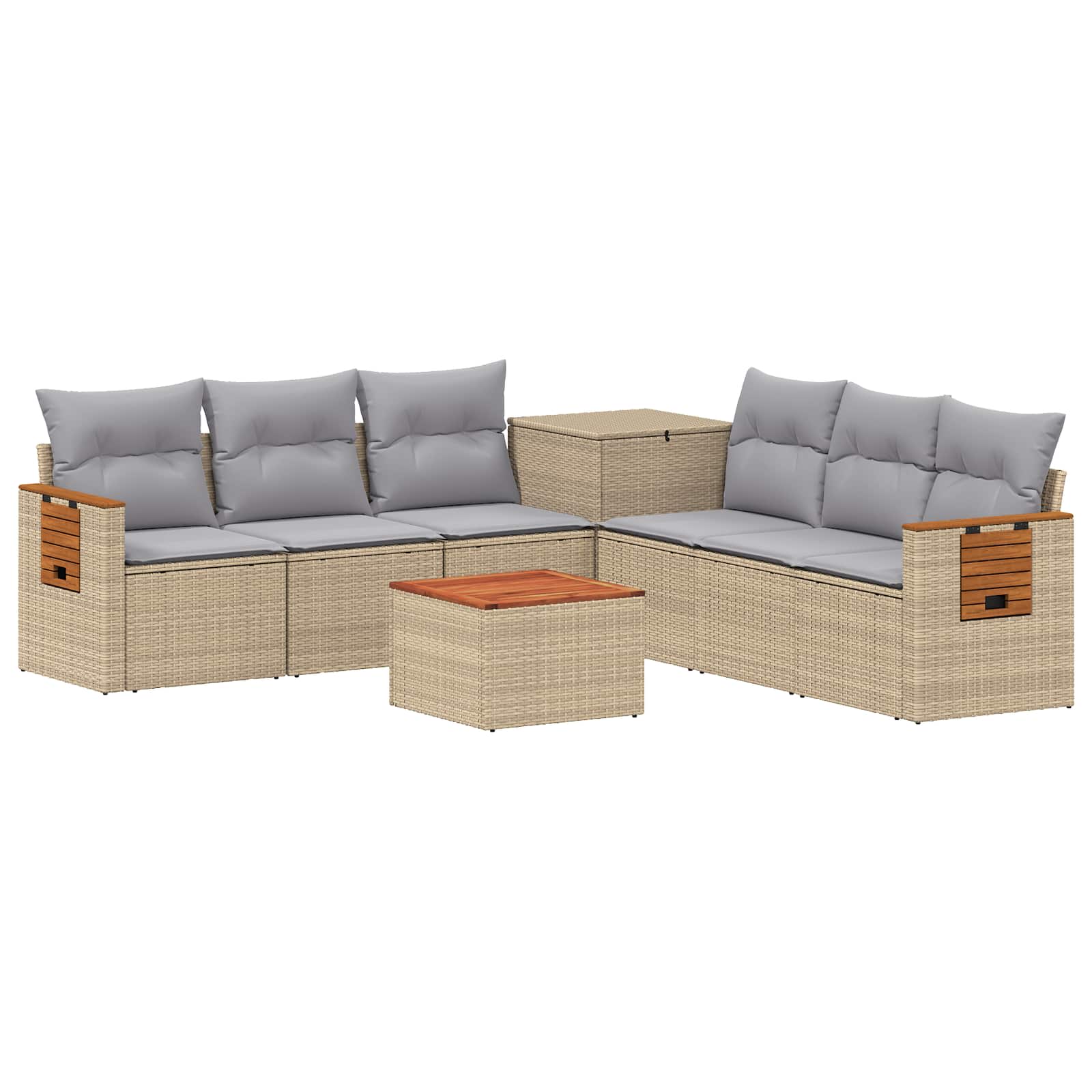 Sofa Set 8 stk. Beige und Hellgrau Polyrattan und Stahl