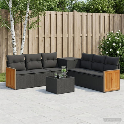 Sofa Set 8 stk. Schwarz 55 x 55 x 37 cm Polyrattan und Stahl