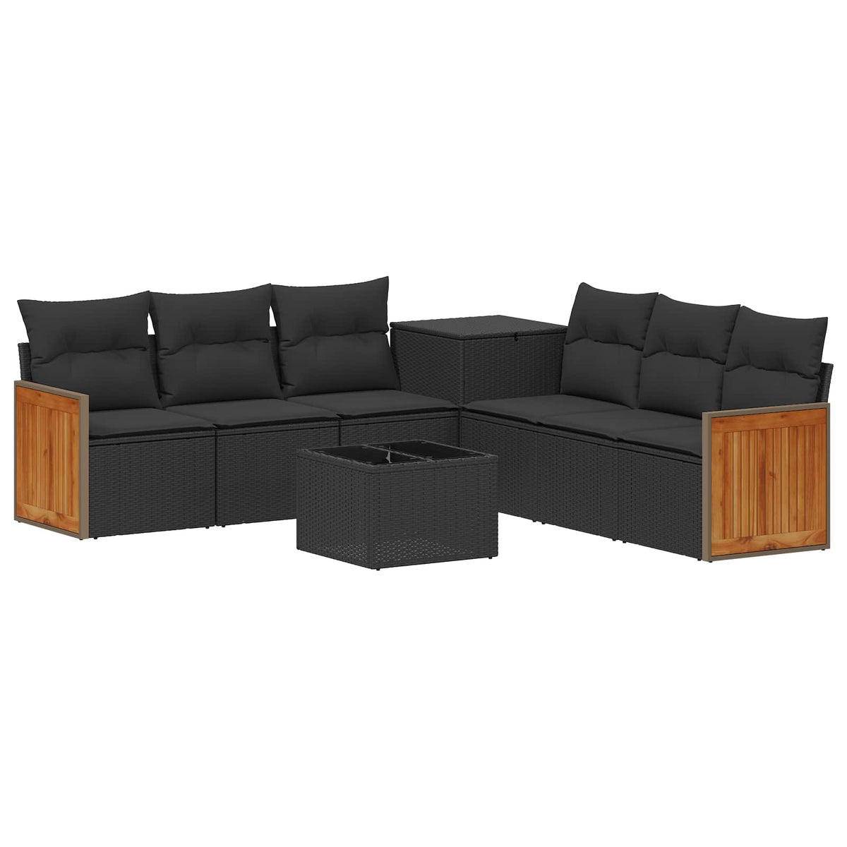 Sofa Set 8 stk. Schwarz 55 x 55 x 37 cm Polyrattan und Stahl