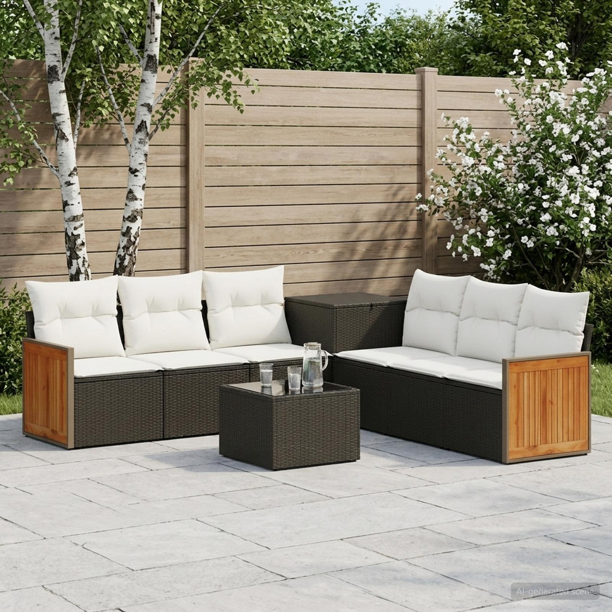 Sofa Set 8 stk. Schwarz und Cremeweiß 55 x 55 x 37 cm