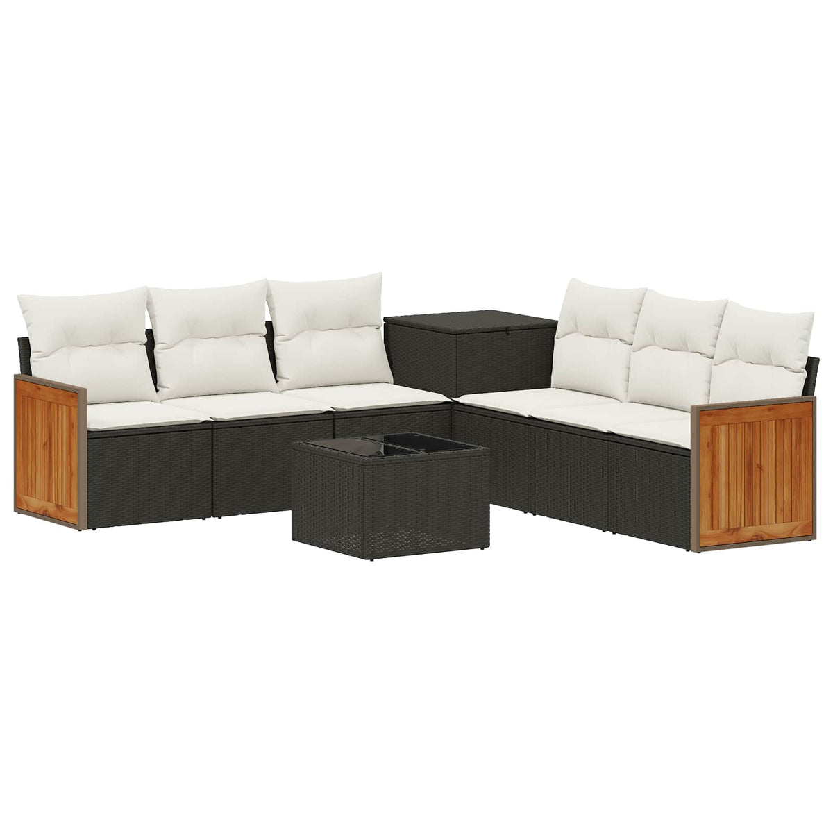 Sofa Set 8 stk. Schwarz und Cremeweiß 55 x 55 x 37 cm