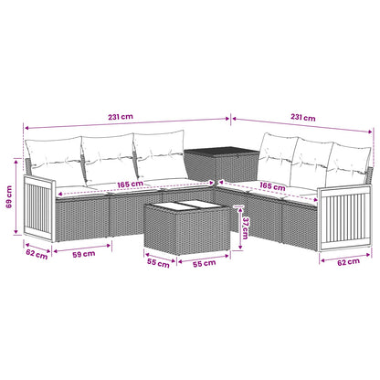Sofa Set 8 stk. Schwarz und Cremeweiß 55 x 55 x 37 cm