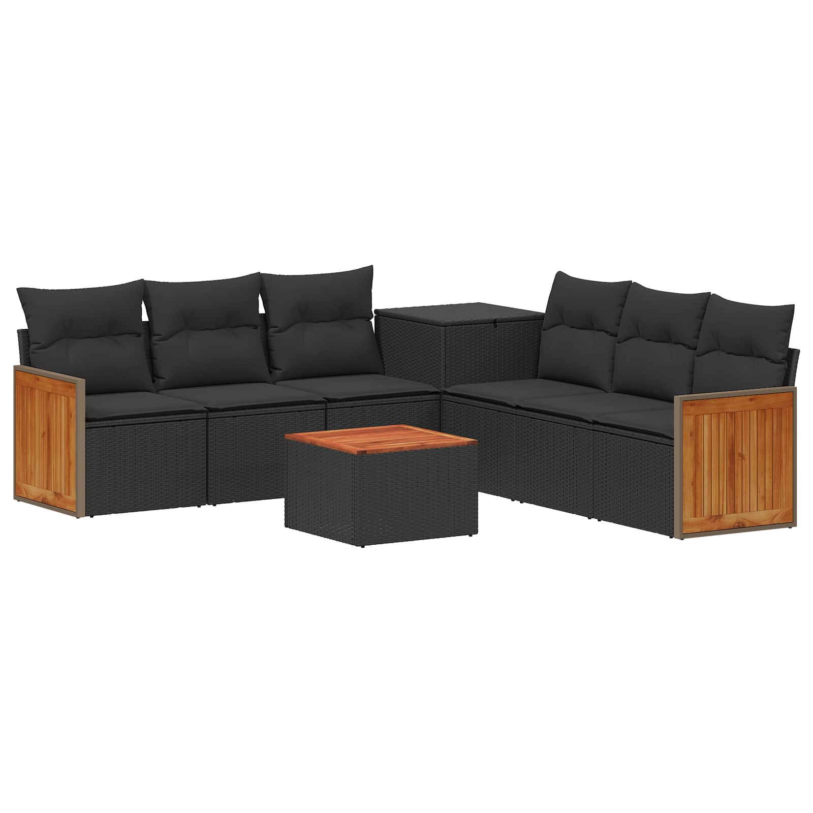 Sofa Set 8 stk. Schwarz Polyrattan und Stahl