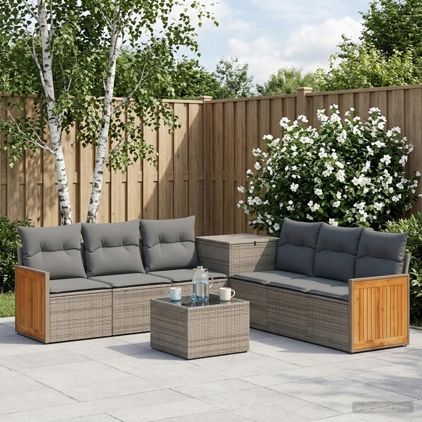 Sofa Set 8 stk. Grau und Dunkelgrau Polyrattan und Stahl