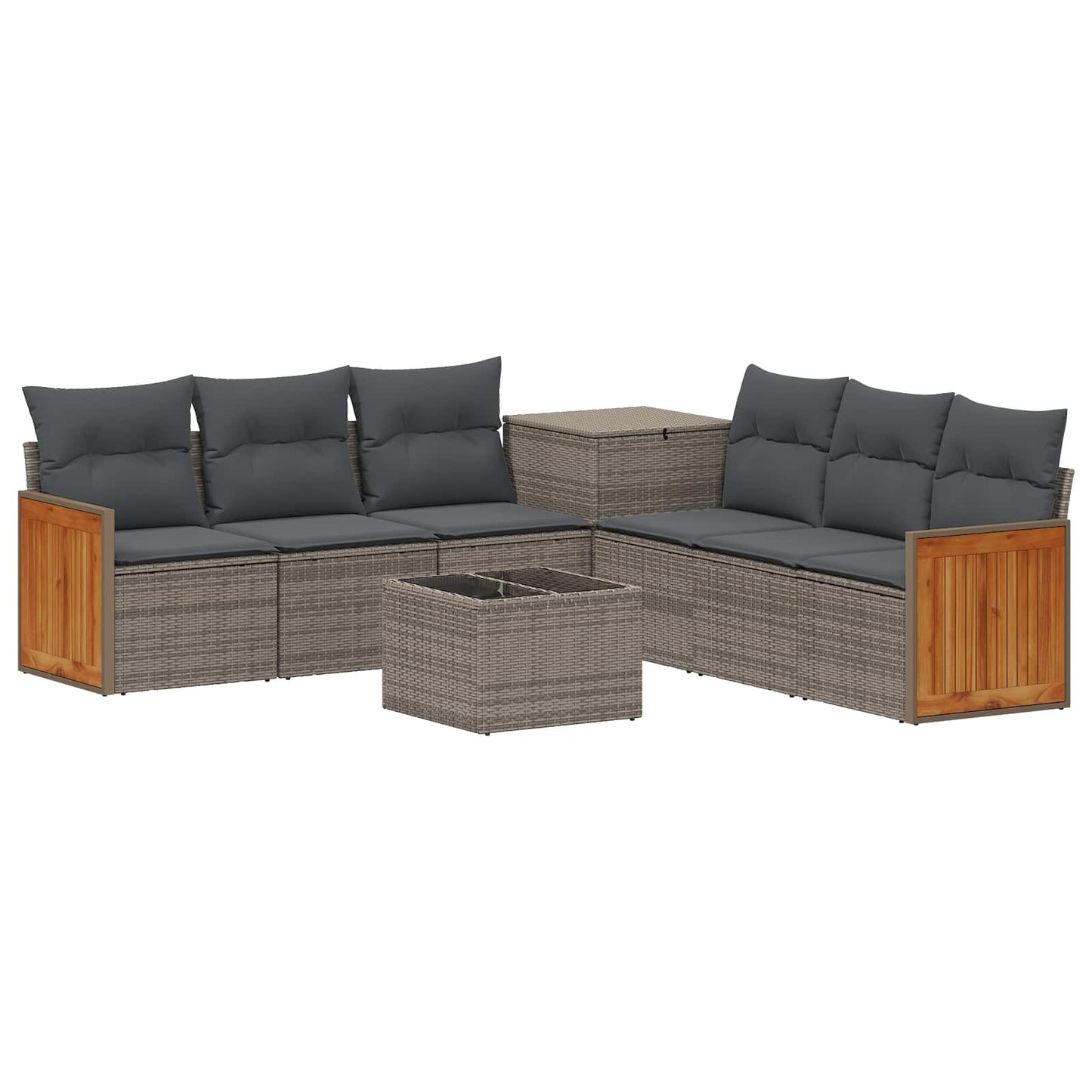 Sofa Set 8 stk. Grau und Dunkelgrau Polyrattan und Stahl