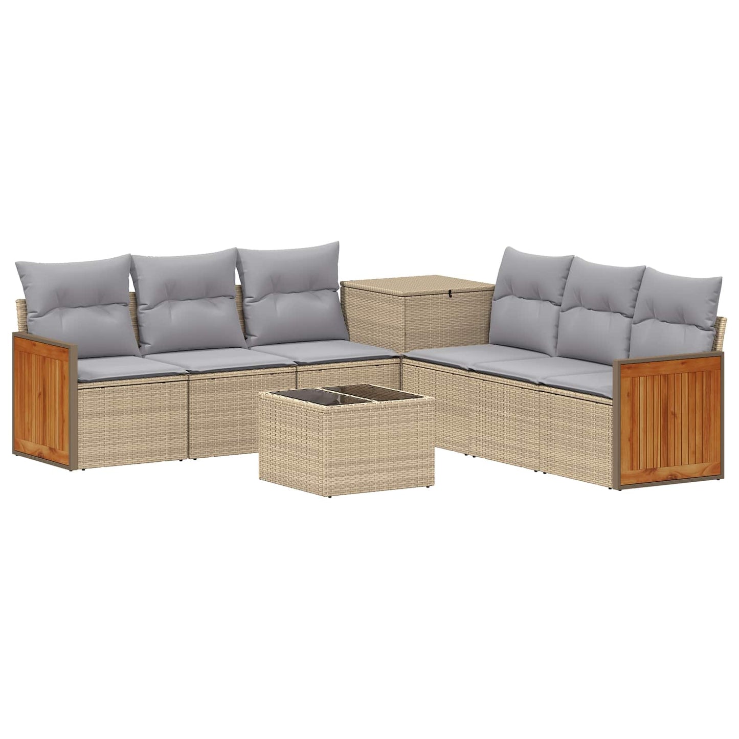 Sofa Set 8 stk. Beige und Hellgrau Polyrattan und Stahl